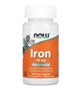 NOW Foods, 鉄分, 18 mg, 120 ベジキャップ